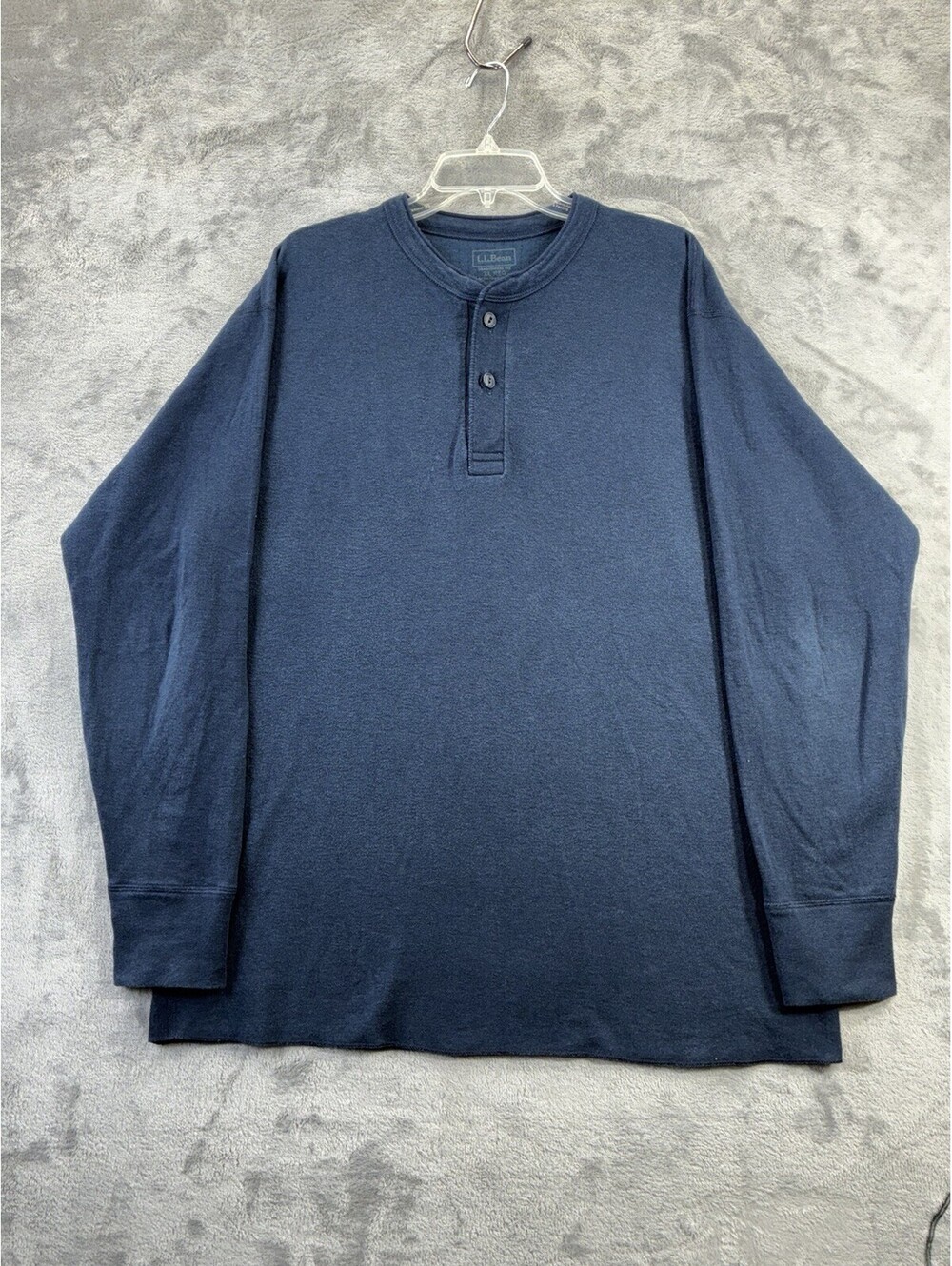 LL Bean Henley Two-Layer River Drivers Wool Blend Long Sleeve Shirt XL Reg Blue